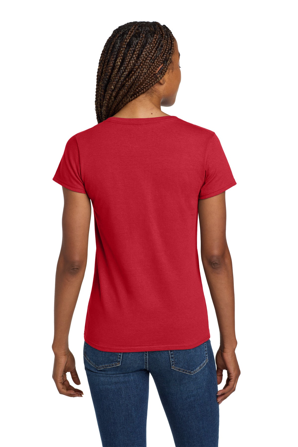 Gildan Women's Heavy Cotton 100% Cotton V-Neck T-Shirt - Red