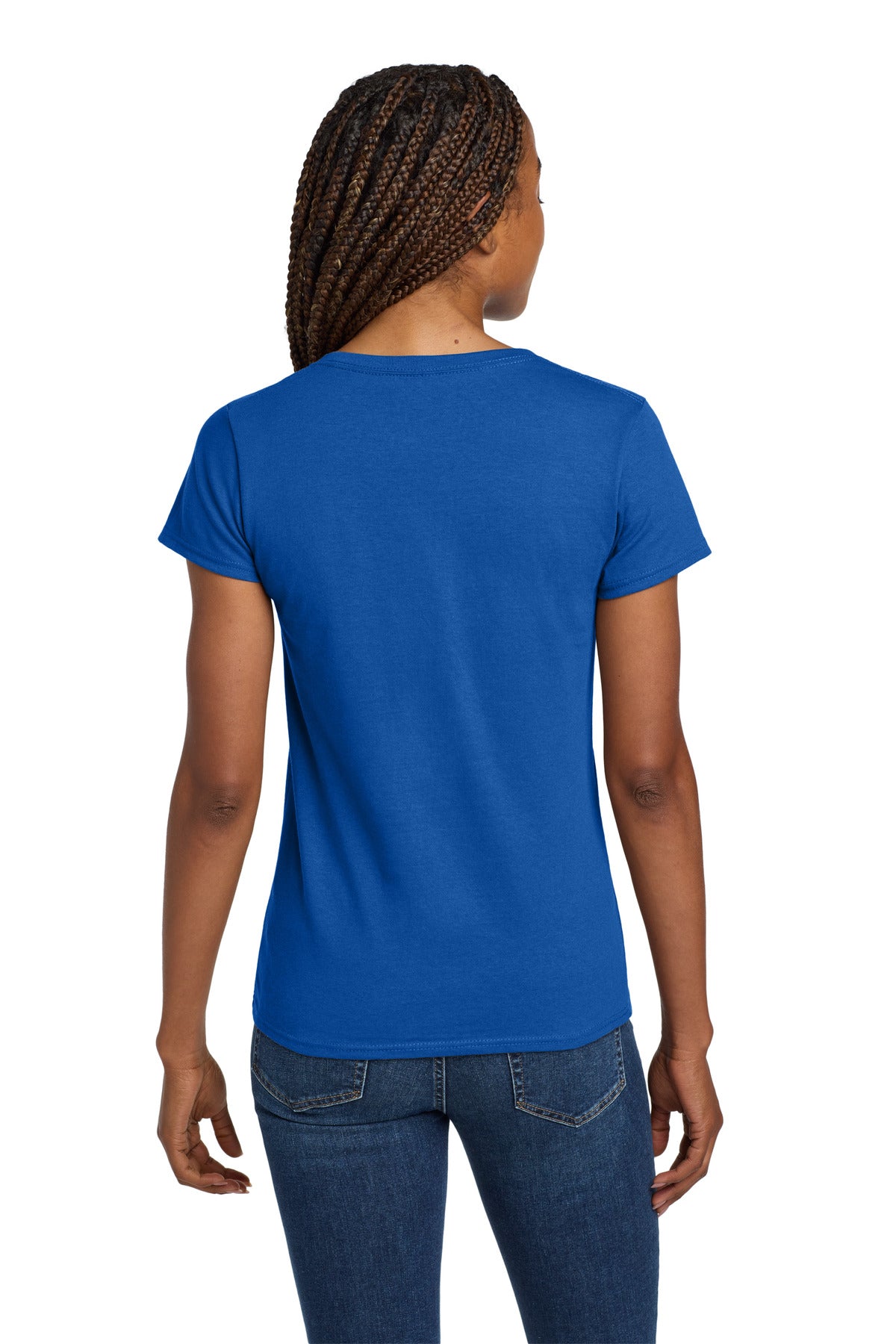 Gildan Women's Heavy Cotton 100% Cotton V-Neck T-Shirt - Royal