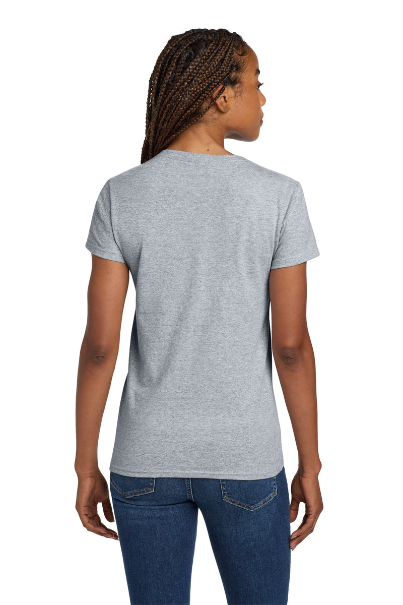 Gildan Women's Heavy Cotton 100% Cotton V-Neck T-Shirt - Sport Grey