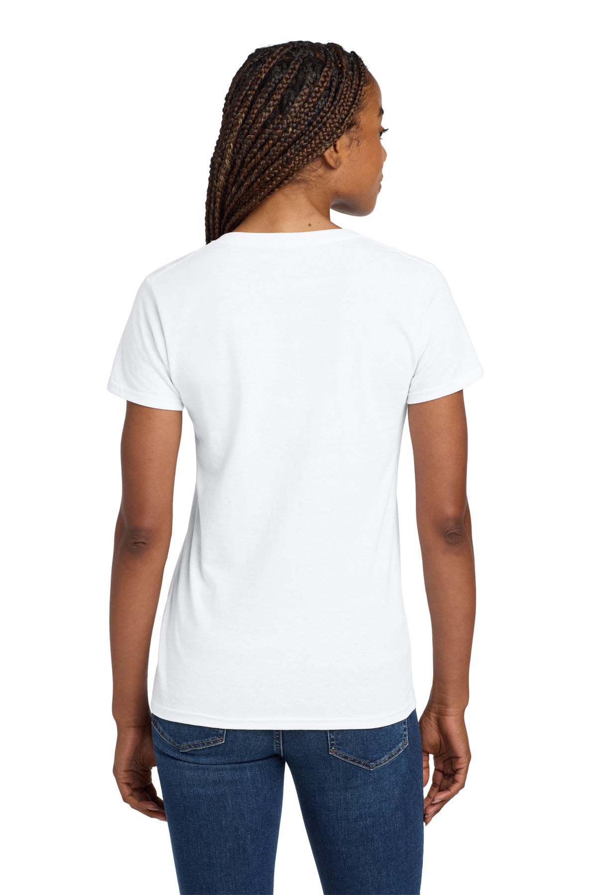 Gildan Women's Heavy Cotton 100% Cotton V-Neck T-Shirt - White