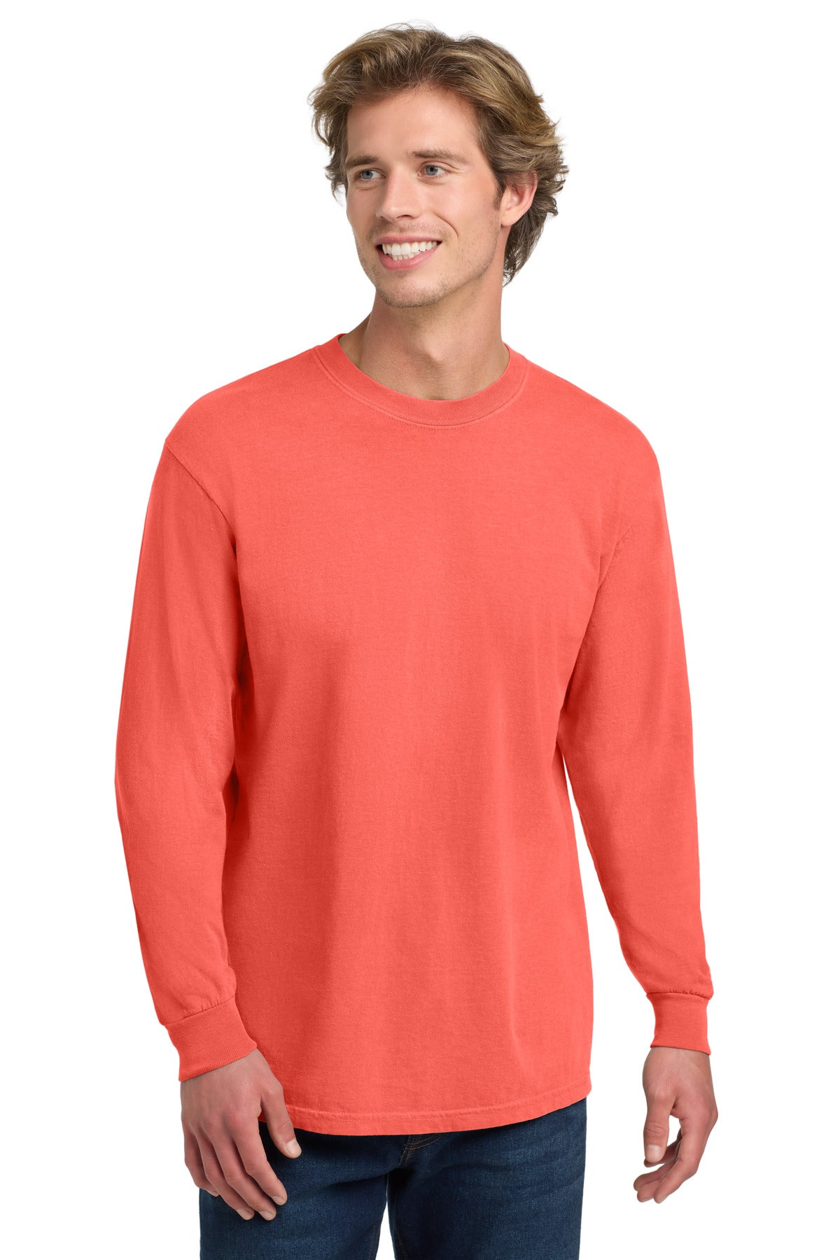 COMFORT COLORS  Heavyweight Ring Spun Long Sleeve Tee - Neon Red Orange