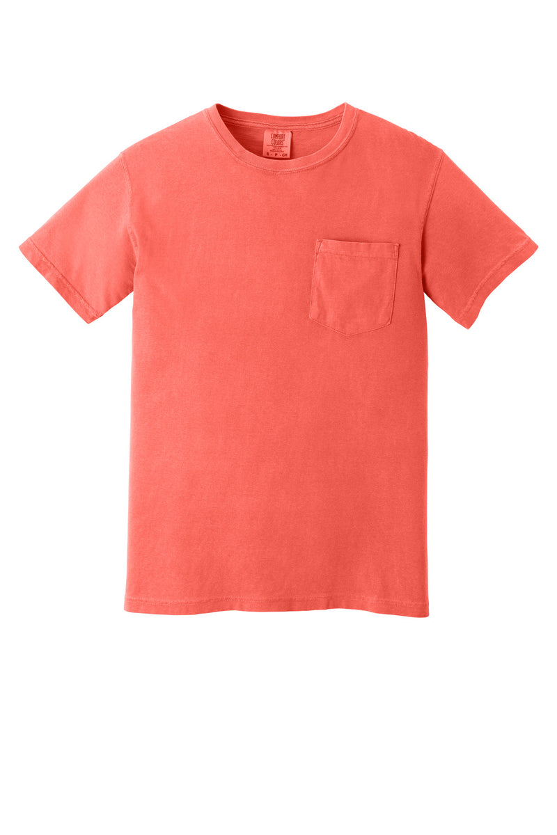 COMFORT COLORS  Heavyweight Ring Spun Pocket Tee - Neon Red Orange