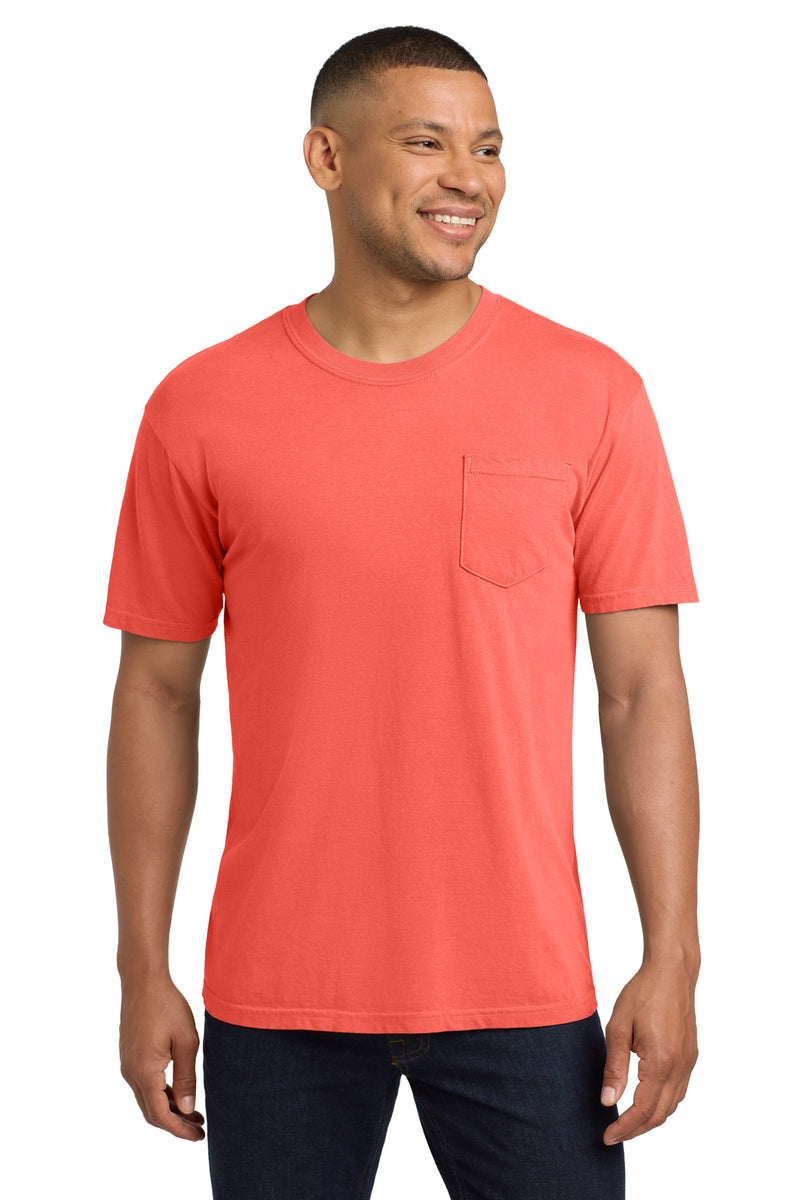 COMFORT COLORS  Heavyweight Ring Spun Pocket Tee - Neon Red Orange