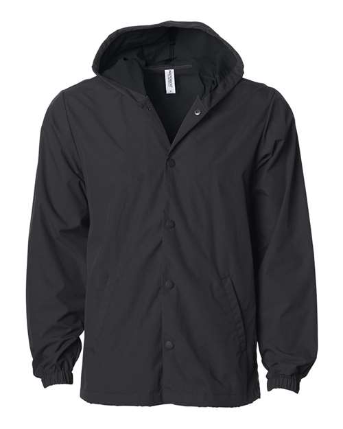 Men's Water-Resistant Hooded Windbreaker - Black/ Black