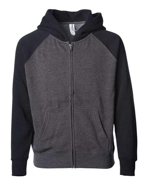 Youth Lightweight Special Blend Raglan Zip Hood - Carbon/ Black