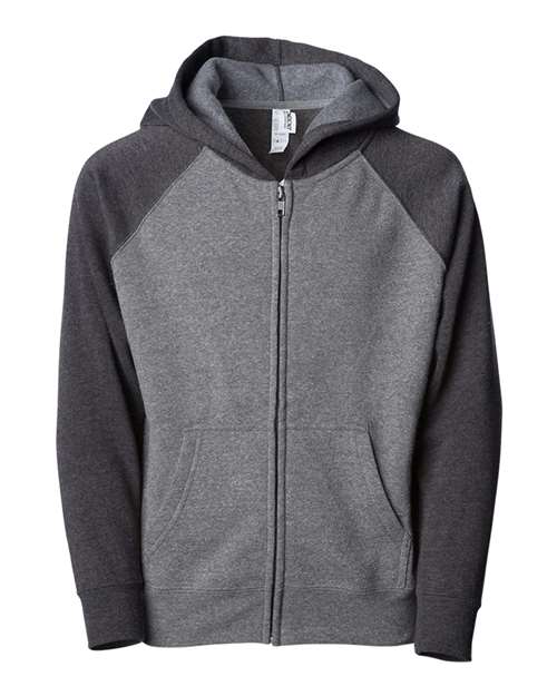Youth Lightweight Special Blend Raglan Zip Hood - Nickel/ Carbon