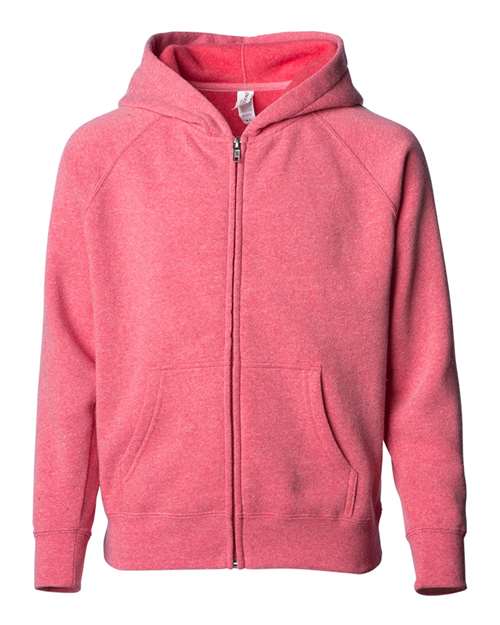 Youth Lightweight Special Blend Raglan Zip Hood - Pomegranate