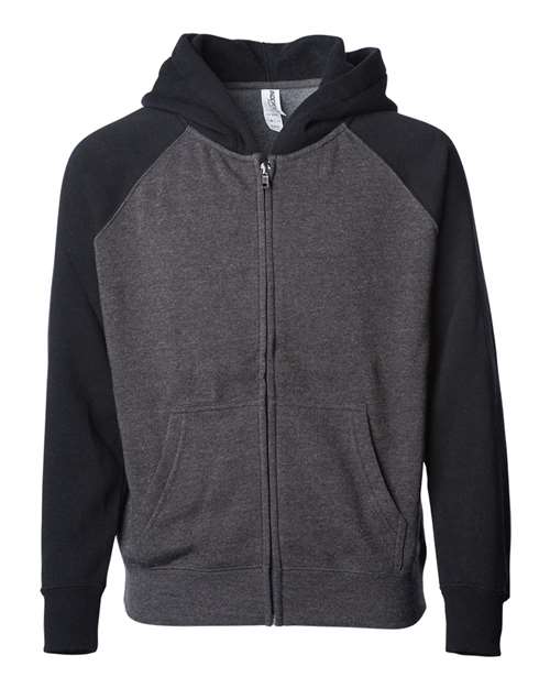 Toddler Lightweight Special Blend Raglan Zip Hood - Carbon/ Black