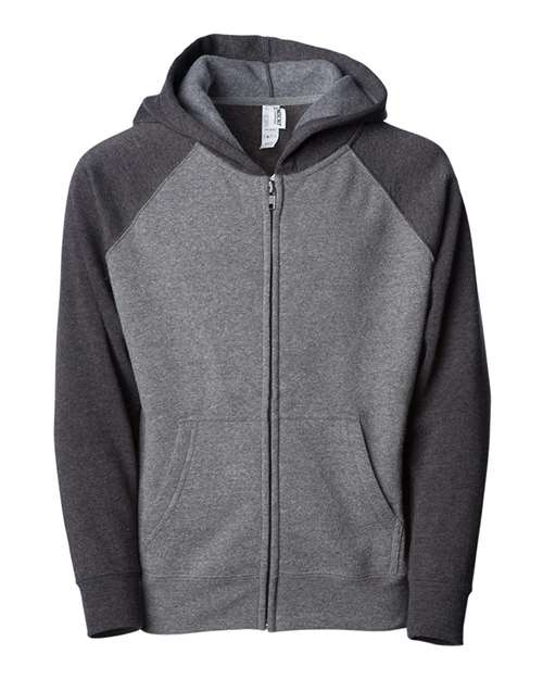 Toddler Lightweight Special Blend Raglan Zip Hood - Nickel/ Carbon