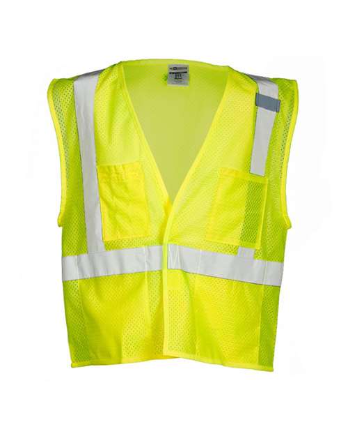 Unisex 4 Pocket Hook-and-Loop Mesh Vest - Lime
