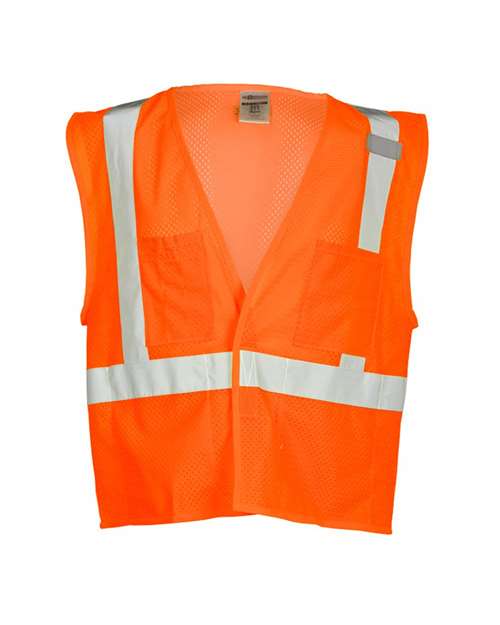 Unisex 4 Pocket Hook-and-Loop Mesh Vest - Orange