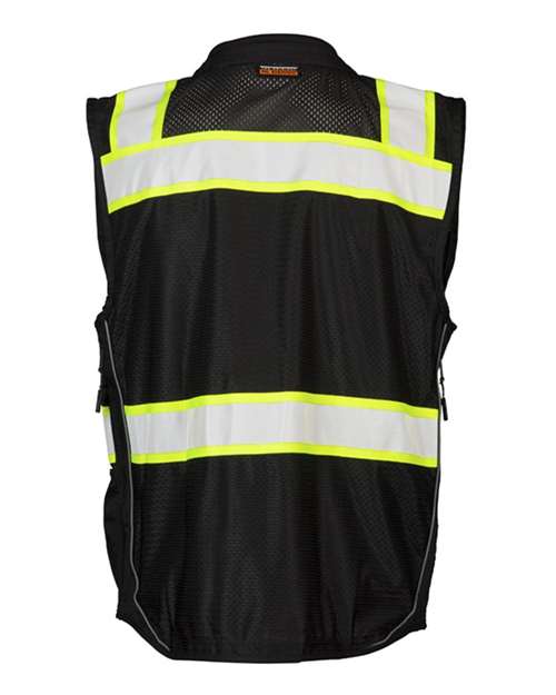 Unisex EV Series® Enhanced Visibility Professional Utility Vest - Black/ Lime
