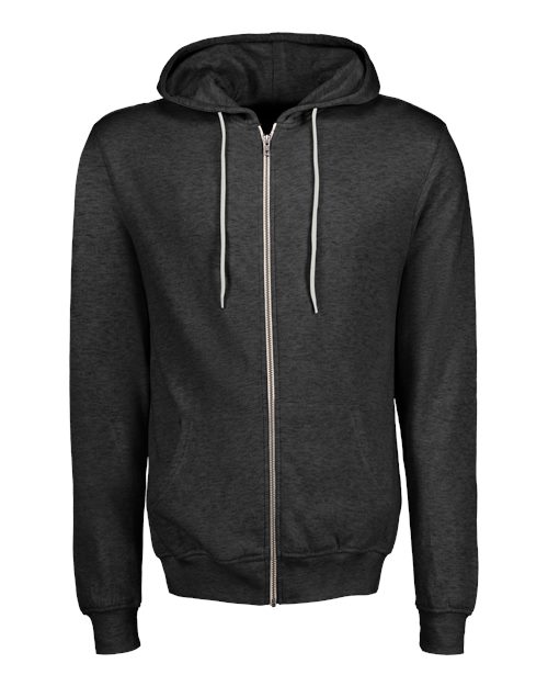 Unisex Retro Heather Full-Zip Hooded Sweatshirt - Charcoal Heather