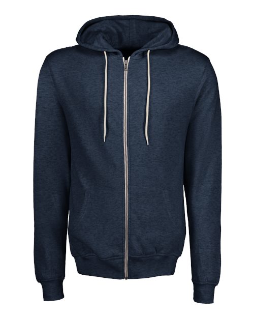 Unisex Retro Heather Full-Zip Hooded Sweatshirt - Navy Heather