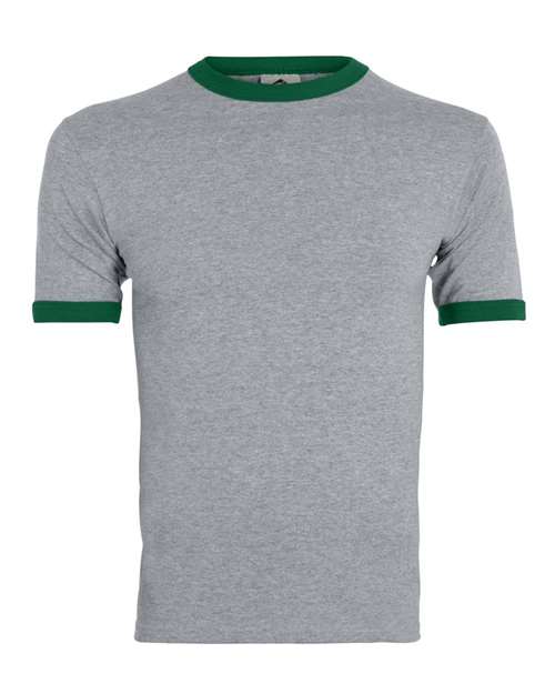 Unisex 50/50 Ringer T-Shirt - Athletic Heather/ Dark Green