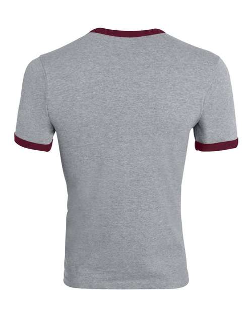 Unisex 50/50 Ringer T-Shirt - Athletic Heather/ Maroon