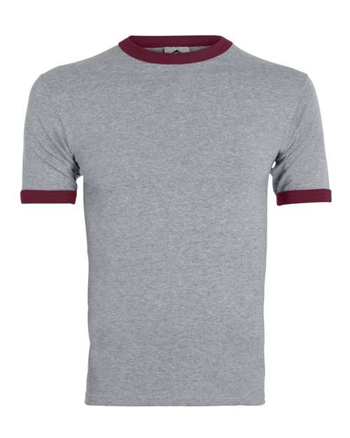 Unisex 50/50 Ringer T-Shirt - Athletic Heather/ Maroon