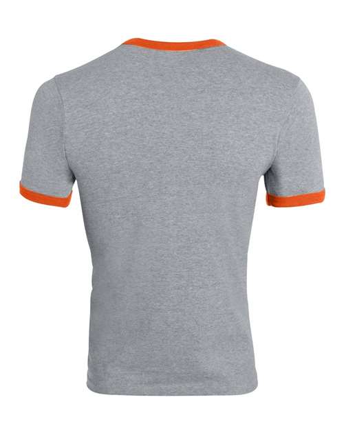 Unisex 50/50 Ringer T-Shirt - Athletic Heather/ Orange