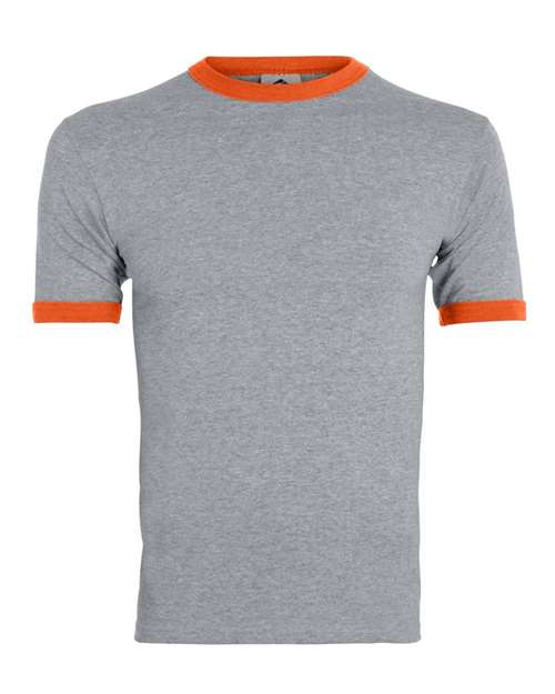 Unisex 50/50 Ringer T-Shirt - Athletic Heather/ Orange