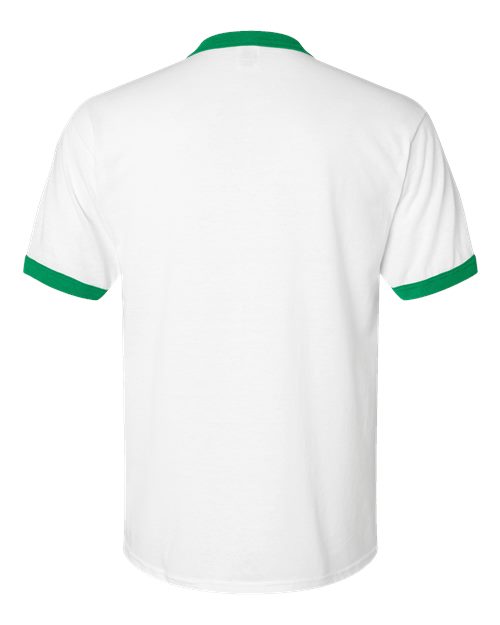 Unisex 50/50 Ringer T-Shirt - White/ Kelly