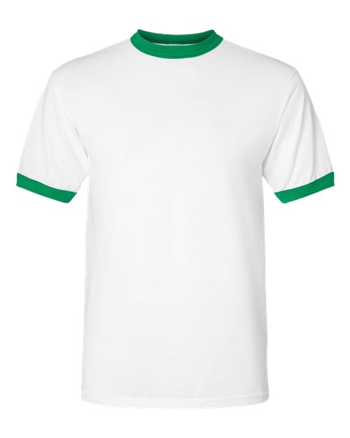 Unisex 50/50 Ringer T-Shirt - White/ Kelly