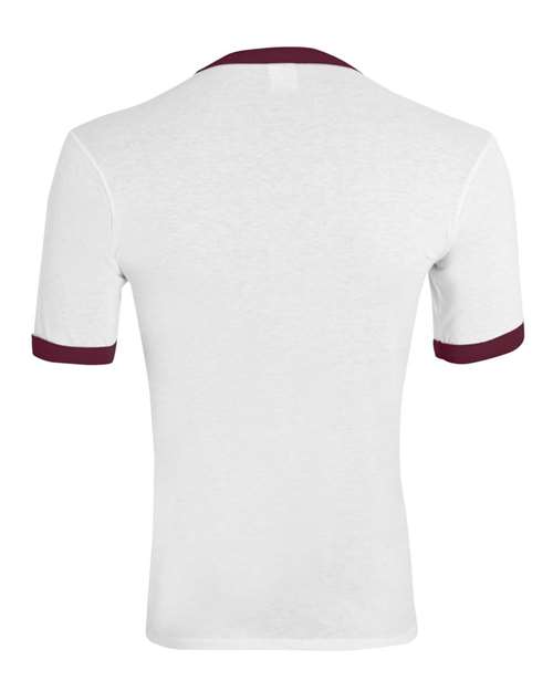 Unisex 50/50 Ringer T-Shirt - White/ Maroon