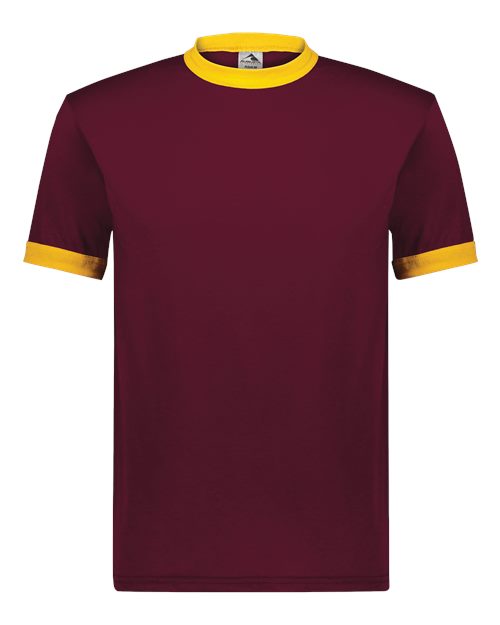 Unisex 50/50 Ringer T-Shirt - Maroon/ Gold