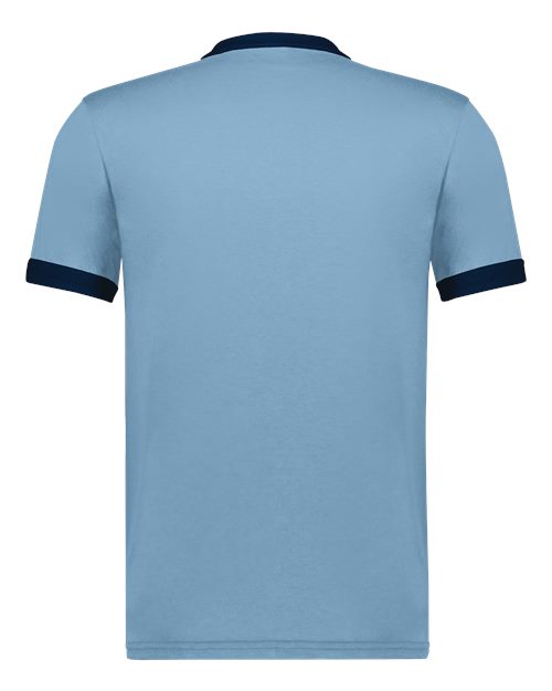 Unisex 50/50 Ringer T-Shirt - Light Blue/ Navy