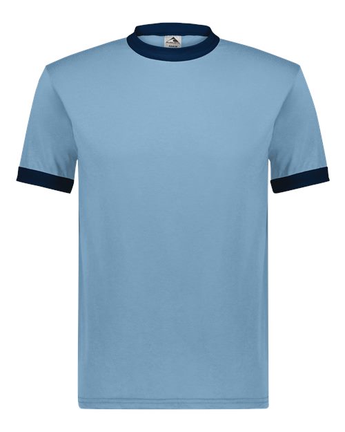 Unisex 50/50 Ringer T-Shirt - Light Blue/ Navy