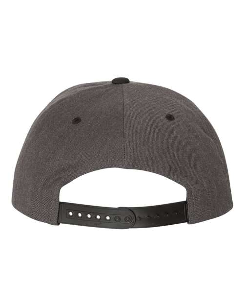 Premium Flat Bill Snapback Cap - Dark Heather/ Black