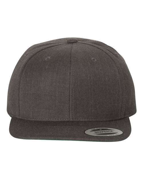 Premium Flat Bill Snapback Cap - Dark Heather