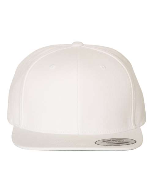 Premium Flat Bill Snapback Cap - White