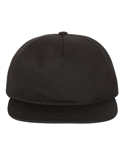 Lightly-Structured Five-Panel Snapback Cap - Black