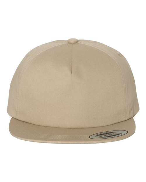 Lightly-Structured Five-Panel Snapback Cap - Khaki