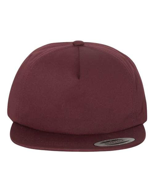 Lightly-Structured Five-Panel Snapback Cap - Maroon