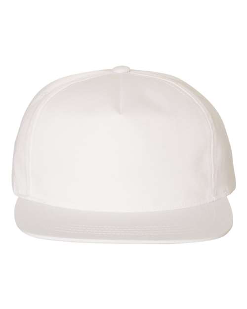 Lightly-Structured Five-Panel Snapback Cap - White
