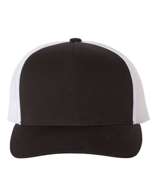 Five-Panel Retro Trucker Cap - Black/ White
