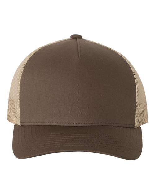 Five-Panel Retro Trucker Cap - Brown/ Khaki