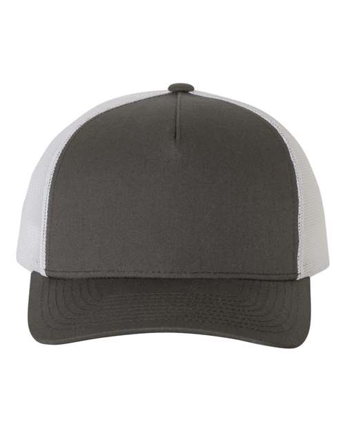 Five-Panel Retro Trucker Cap - Charcoal/ White