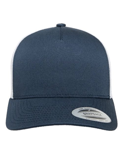 Five-Panel Retro Trucker Cap - Navy/ White