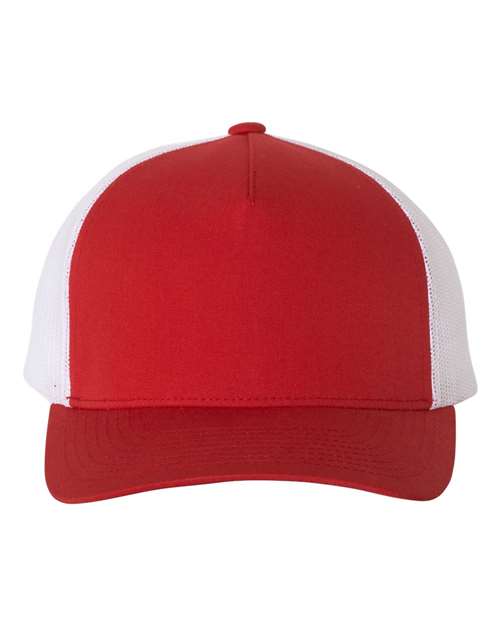 Five-Panel Retro Trucker Cap - Red/ White