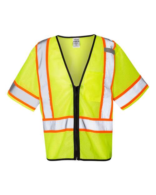 Unisex Class 3 Mesh Zippered Vest - Lime