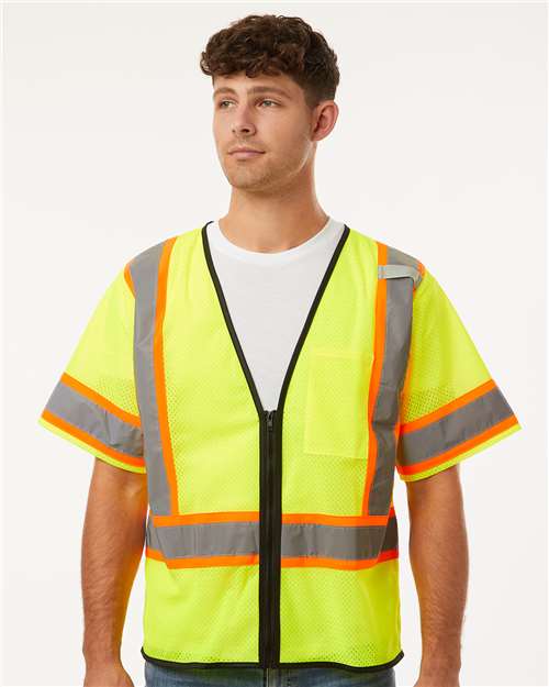 Unisex Class 3 Mesh Zippered Vest - Lime
