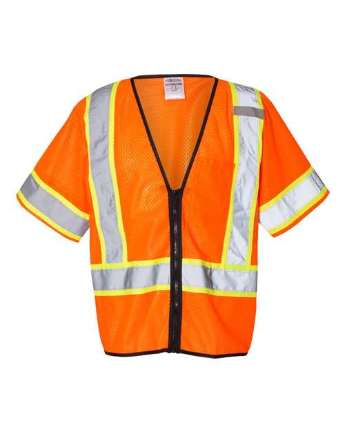 Unisex Class 3 Mesh Zippered Vest - Orange