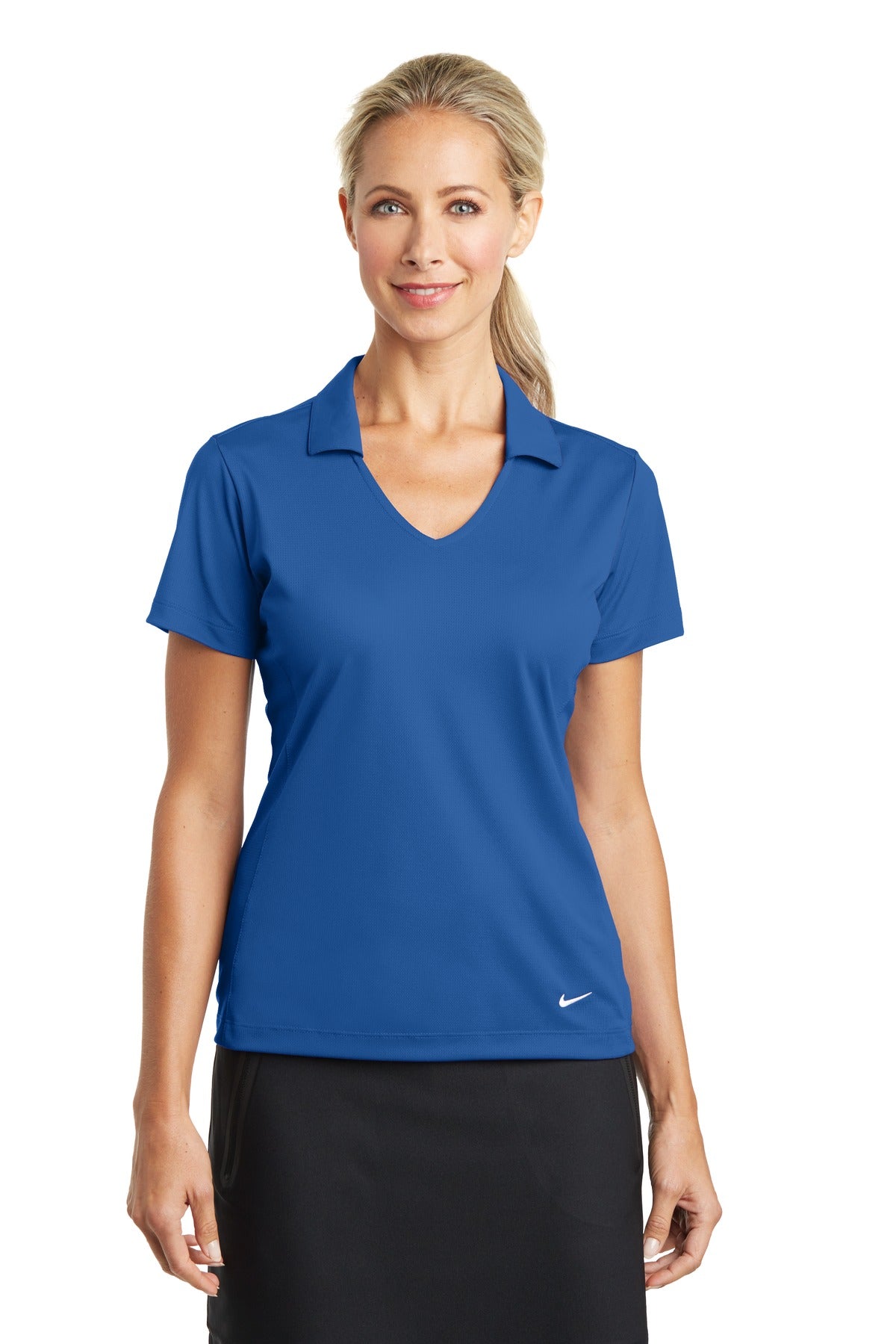 Nike Women's Dri-FIT Vertical Mesh Polo - Gym Blue