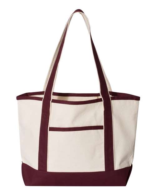 20L Small Deluxe Tote - Natural/ Maroon