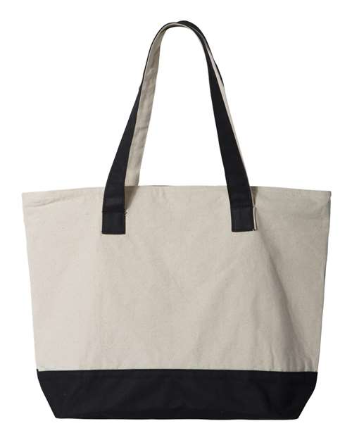19L Zippered Tote - Natural/ Black