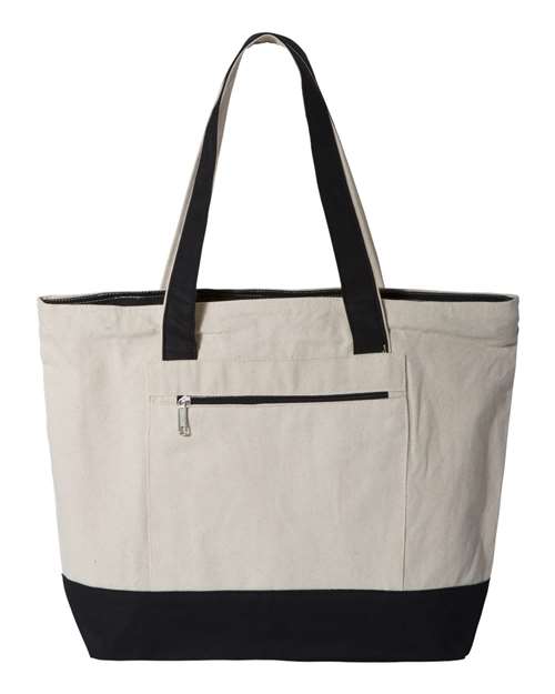 19L Zippered Tote - Natural/ Black