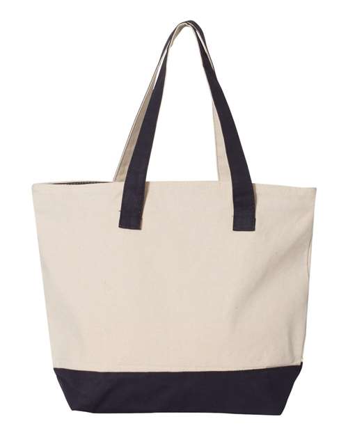 19L Zippered Tote - Natural/ Navy