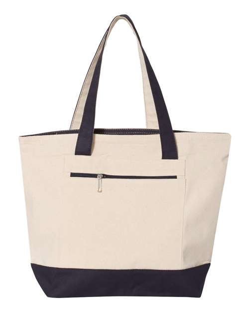 19L Zippered Tote - Natural/ Navy